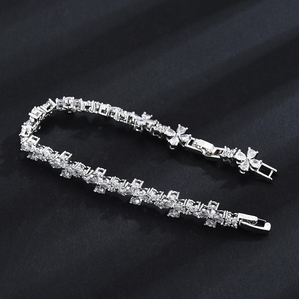 Full Diamond Cross Bracelet Hip Hop Trend Men'S And Women'S Same Niche Zircon Inlaid Adjustable Tennis Chain