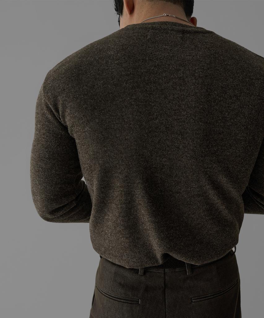 Baulopeulodeogteu Hairy Muscle Round Long Sleeve Knit Tee [Brown]