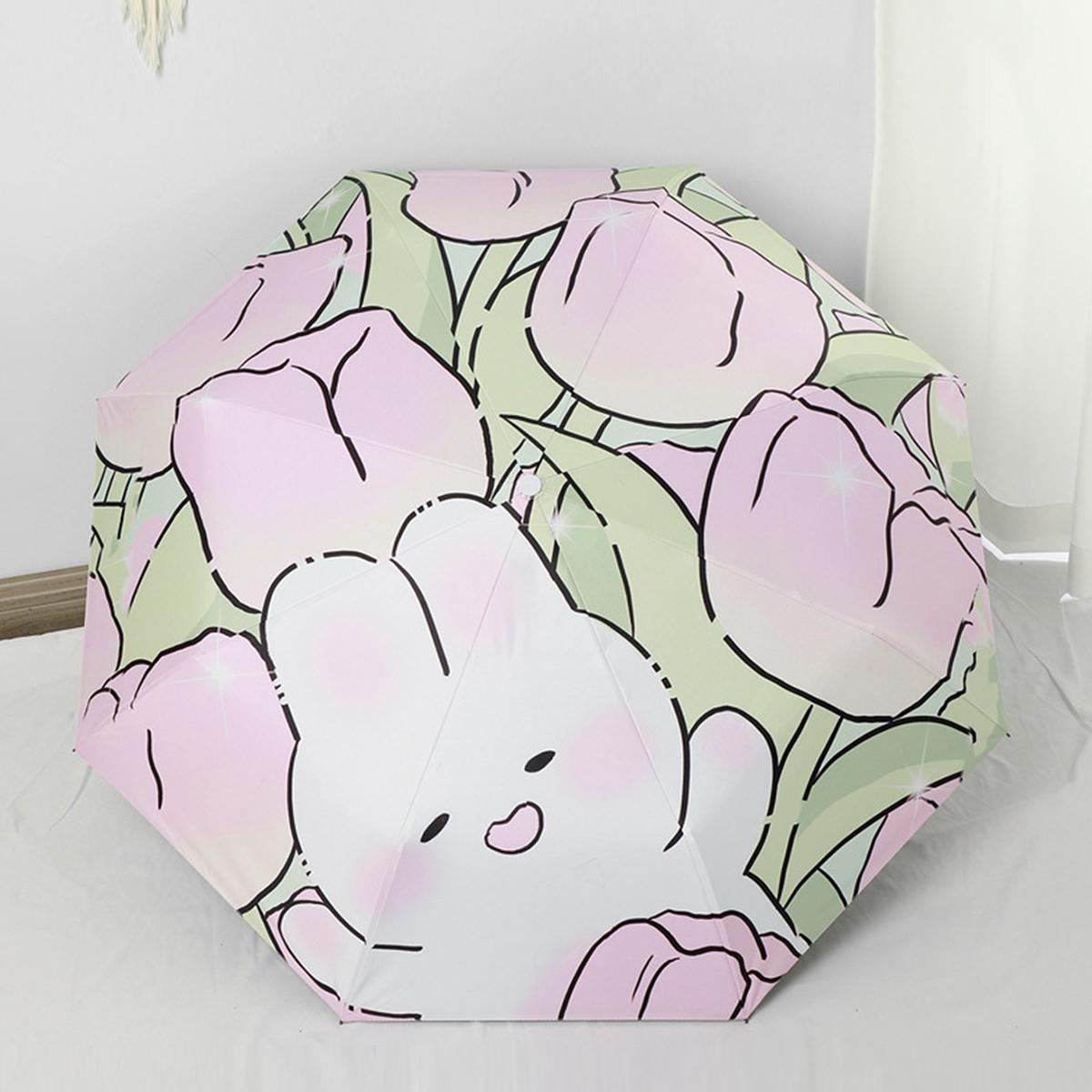 

цветочные зонты от солнца, полностью автоматические зонты, черная клеевая защита от солнца, защита от ультрафиолета, складной зонт для защиты от солнца и дождя