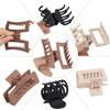 Medium Claw Hair Clips Set for Women - 3 Styles, 9 pcs Rectangle Clips for Thick Hair, Square Clips for Thin Hair - Brown