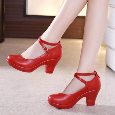 New  Fashion Women Pumps With High Heels For Ladies Work Shoes Dancing Platform Pumps Women Genuine Leather Shoes Mary Janes
