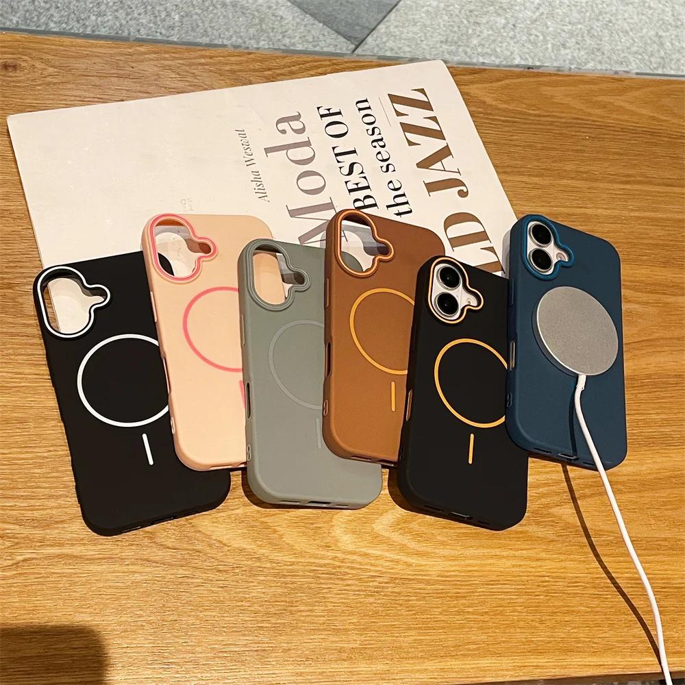 Ultrathin Simple Case for 16 Pro Max 15 14 Plus 13 12 11 Pro Max Matte Hit Color Lens Wireless Charg Soft Cover