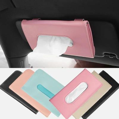 Simple Hook/strap Universal Car Tissue Holder PU Leather Hanging Paper Towel Clip Backseat Tissue Case Auto Interior Accessories