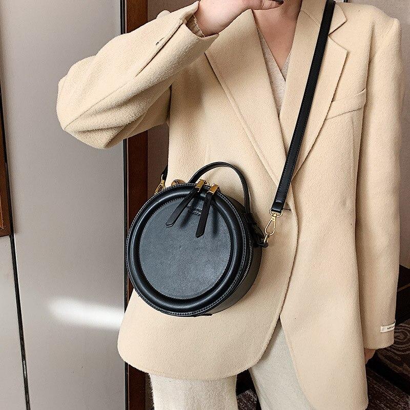 Luxury Small Round Design Crossbody Bags for Women 2021 New Trend Vintage Pu Leather Shoulder Handbags Brand Female Casual Bag