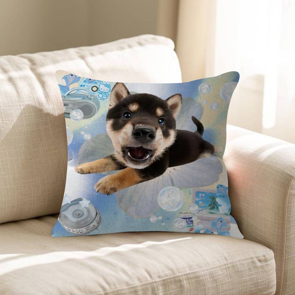 Cute Dreamy Pink Blue Puppy Animals Pillow Cushion Cover Pillowcase Living Room Sofa Home Decor Customized