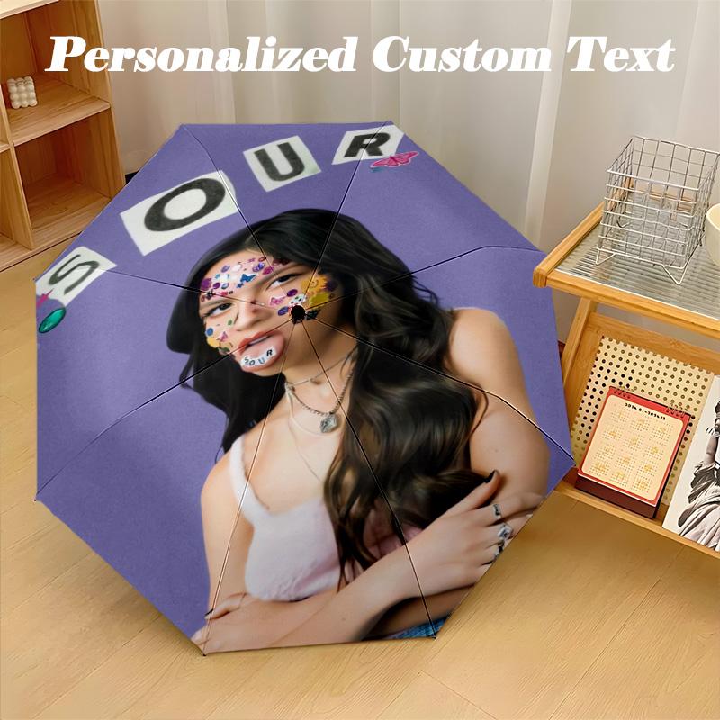 Portable Auto Folding Umbrella,Olivia Rodrigo 8 Rib Waterproof Umbrella For Camping Commute