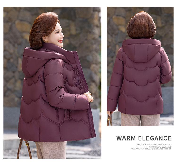 2025 Short Thickened Cotton Jacket for Middle-Aged and Elderly Women - Plus Size, Warm Winter Outerwear