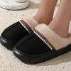 Crestar Fur Plush Women Slippers Indoor Warm Thick Soles Fluffy Female House Slippers Winter Fashion Non-slip Fuzzy Cotton Shoes