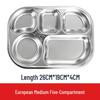 304 Stainless Steel 5-Compartment Divided Meal Tray