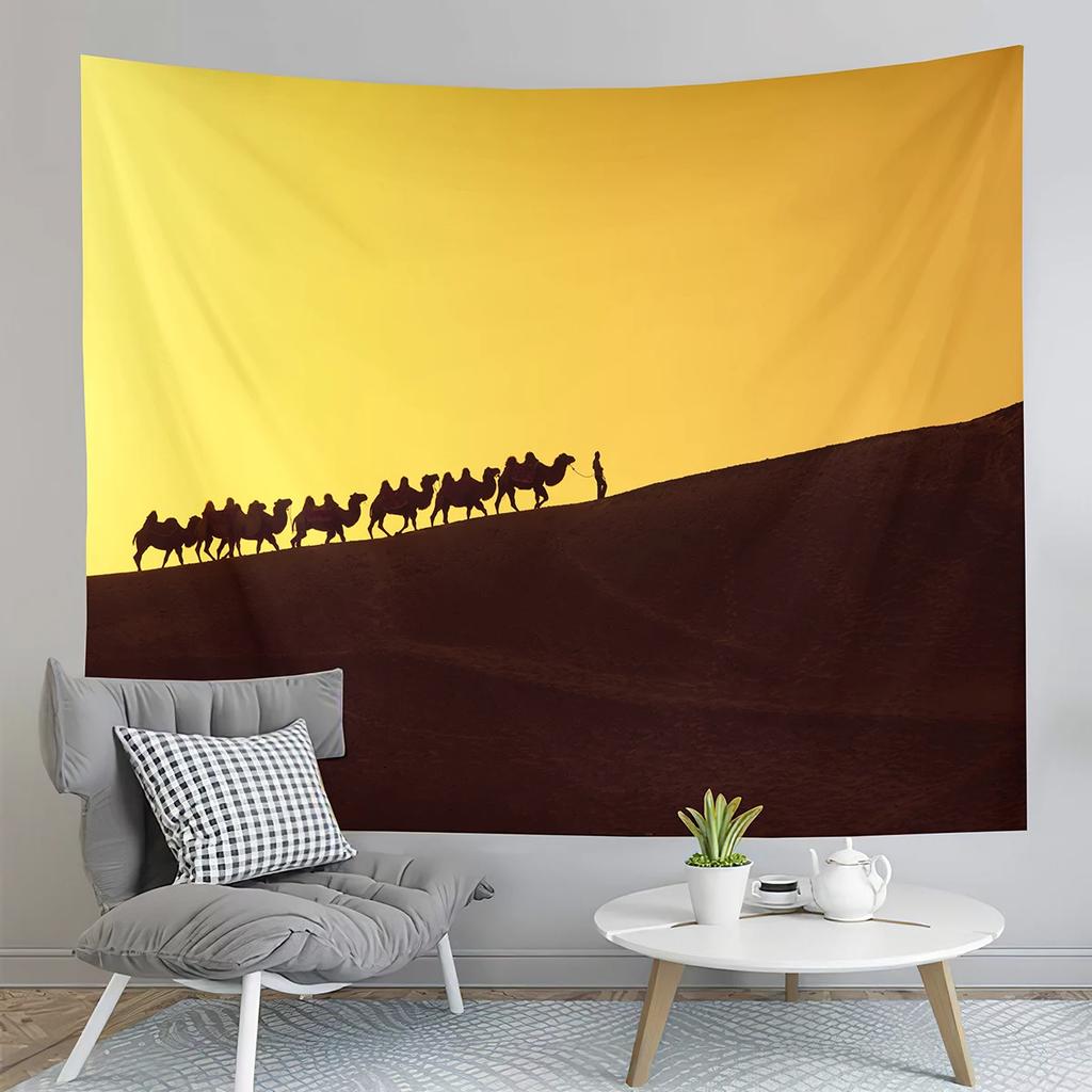 Animal Camel Tapestry Sunset Scenery Tapestry Desert Sunset Tapestry Home Living Room Bedroom Aesthetics Decoration Tapestries