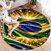 Brazil National Football Team Round Area Rug,Carpet Rug for Living Room Bedroom Sofa Playroom Decor,Non-slip Floor Mat