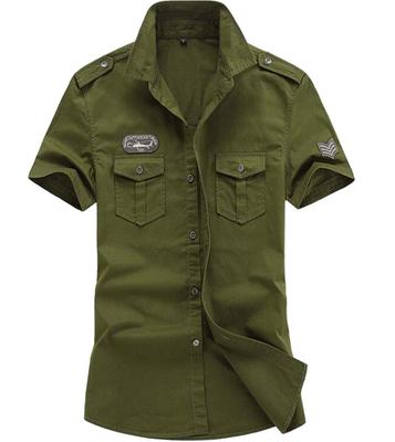Senneak Military Short Sleeve Biker Jacket with Short Sizes Men's Buttons, Sleeve, Cotton, M-5XL