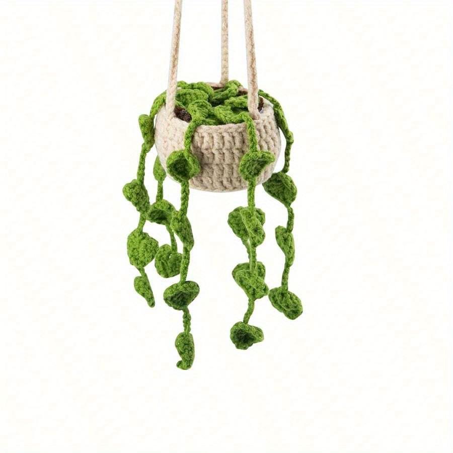 Handmade Crochet Hanging Planter For Home And Car Decoration, With Lovely Hanging Basket Of Potted Plants Ideal For Living Room, And Car Decor