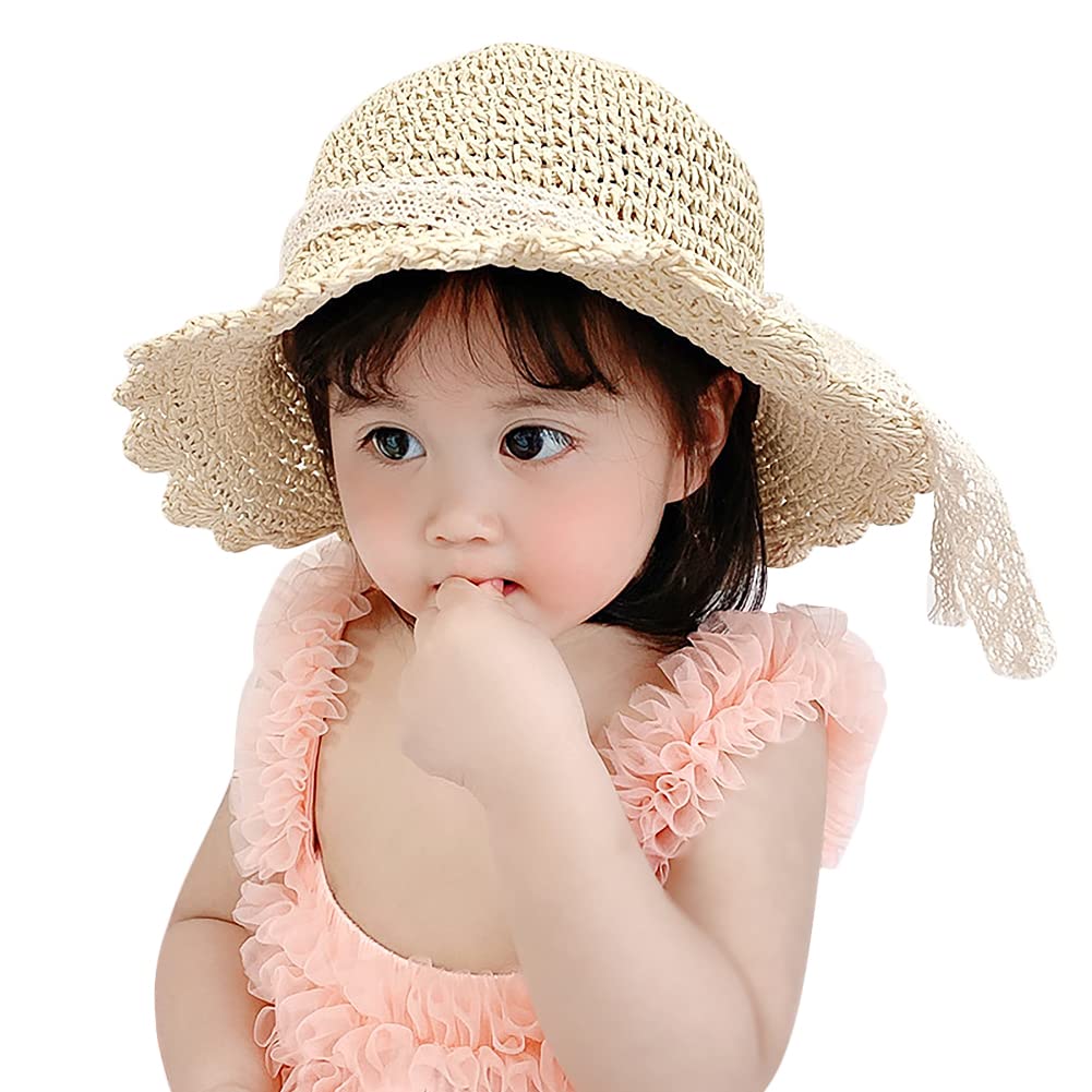 Straw Hat for Wide Brim Straw for Girls Years Summer with Sun UV Protection Blackout Farm Going Beach Beige [LONTG] Kids, Hat, Hat, 0-3 Old, Hat,
