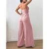 Women's Halterneck Suspender Pleated Waist Backless Jumpsuit