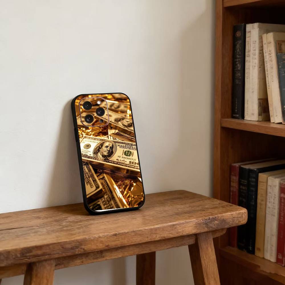 Money Gold Art Phone Case For iPhone17,16,15,14,13,12,11 Plus,Pro Magnetic For Magsafe Wireless Charging