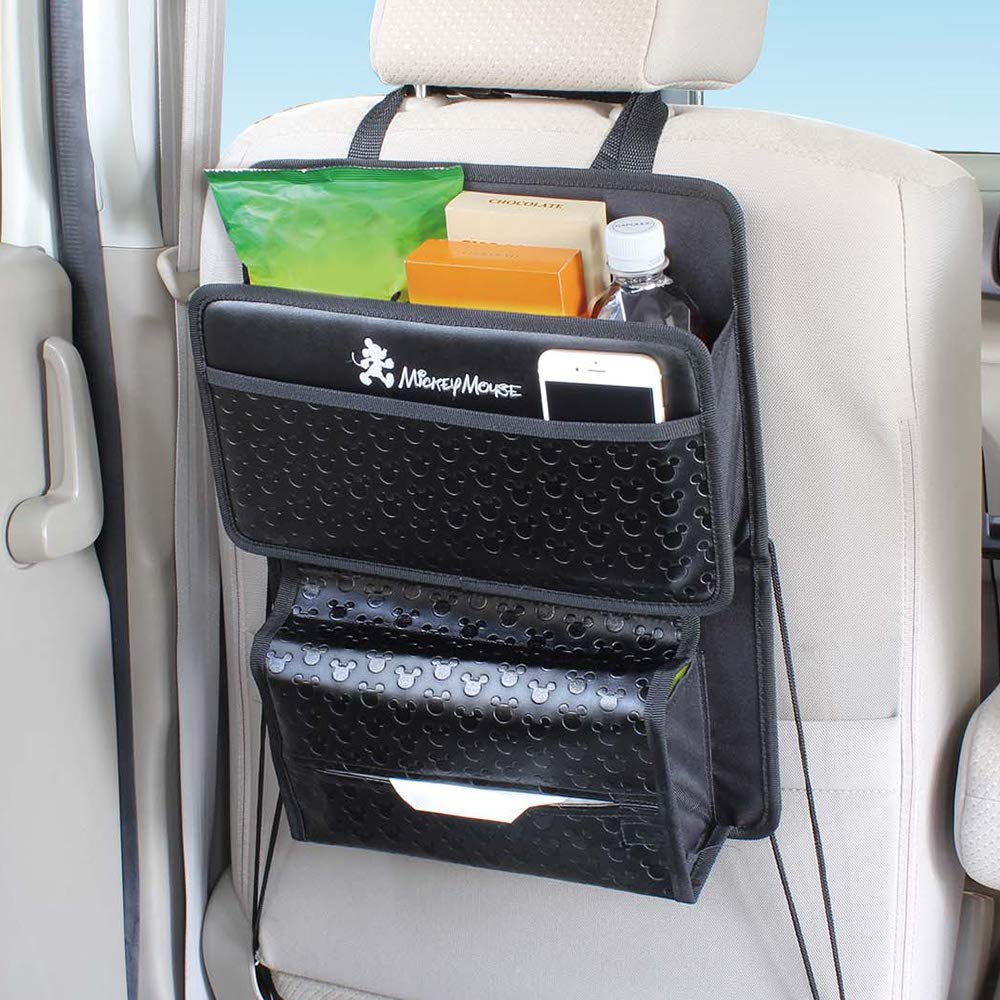 Napolex Disney Seatback Large Capacity Car Mickey Mouse Leather-Look Pocket, Rear-Mounted, Slim, Compact, Storage, Accessory, Design, WD-394