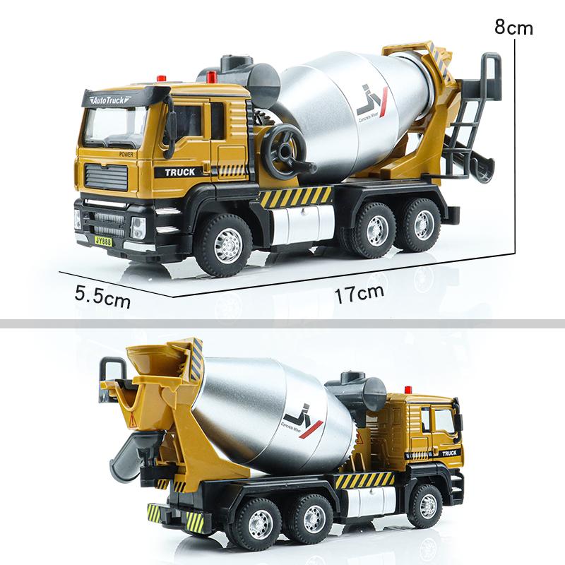 Engineering Vehicle Cement Mixer & Transport Truck Simulation Diecast & Toy Vehicles Sounds & Light Pull Back Car 1:50 Alloy Model