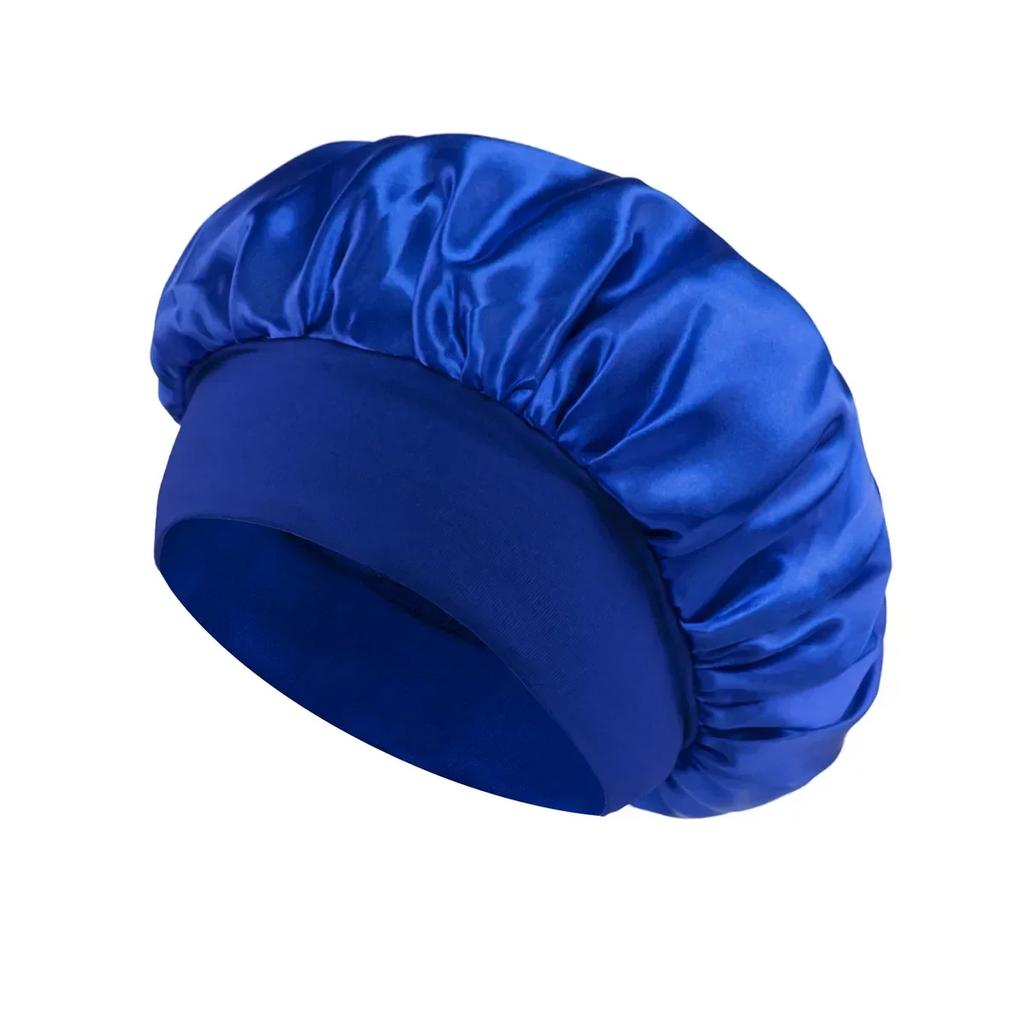 Satin Bonnets Night Sleeping Cap Large Elastic Wide Soft Band Colorful Silk Hat for Curly Hair Care Beauty Makeup for Women