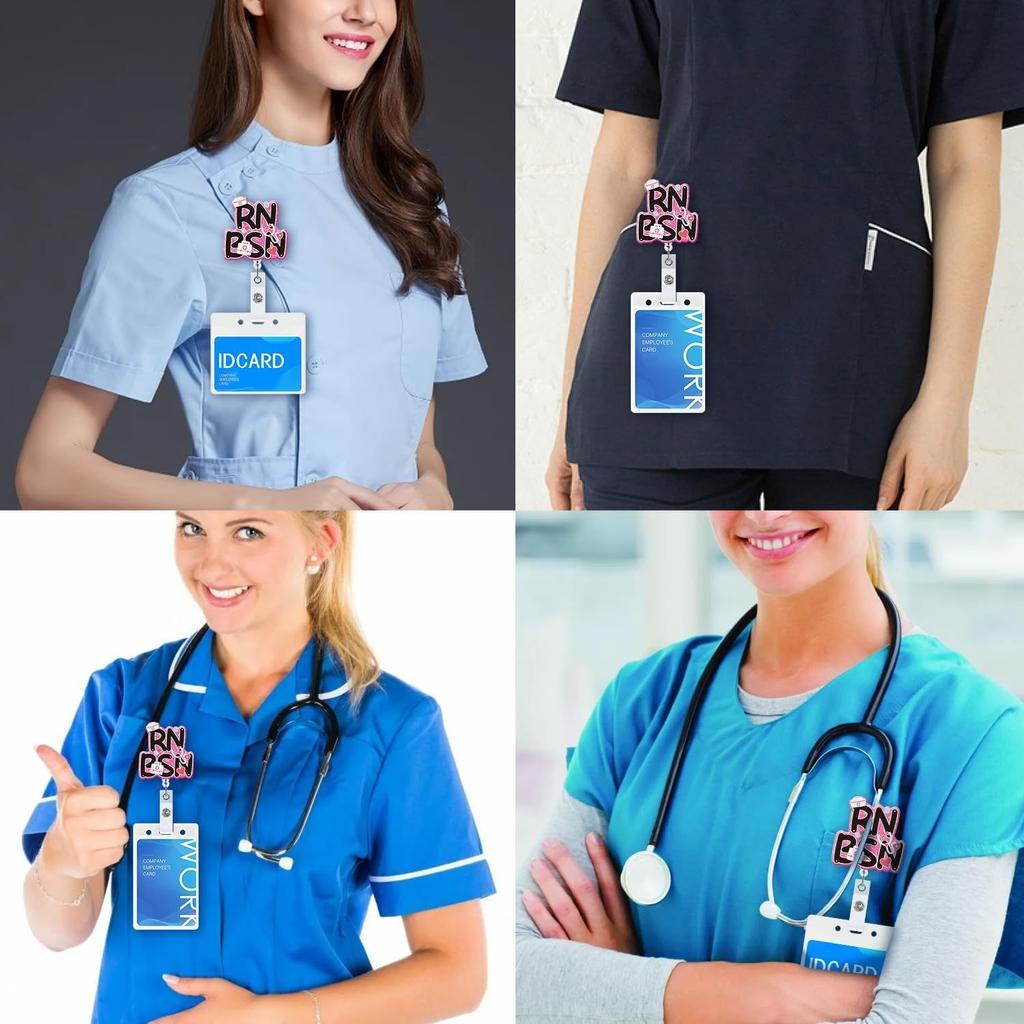 2-Pack Nurse Badge Reels. Retractable ID clips for Registered Nurses & BSNs.