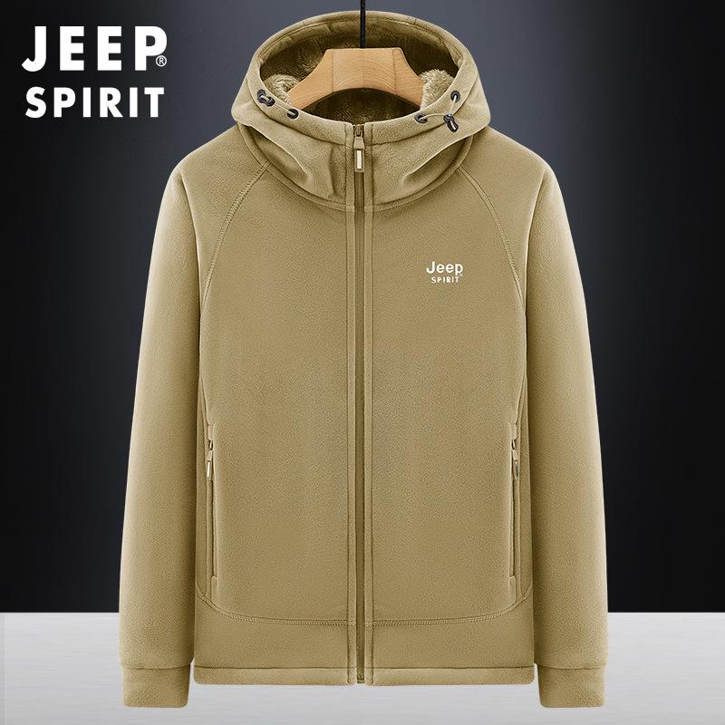 

Men s Jeep Casual 2025 Sherpa Fleece Jacket - Autumn/Winter Hooded Outerwear M хакі