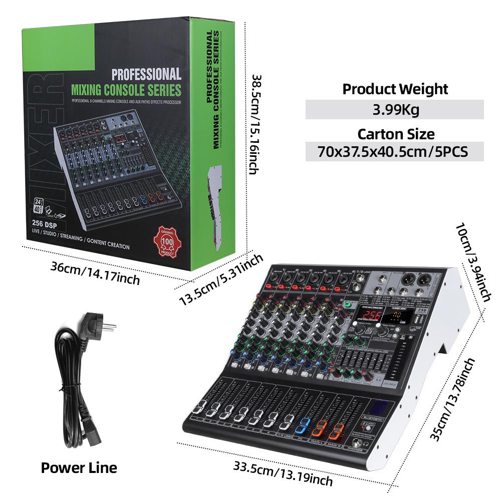 Professional Bluetooth 4/6-Channel USB Stage Mixer with Reverb
