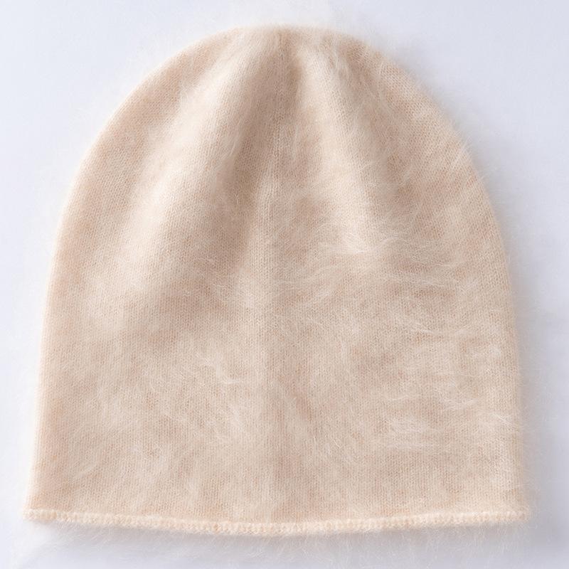 Cappello da adulto in puro cashmere spazzolato, protezione per le orecchie, piccolo cappello versatile in lana, cappello invernale lavorato a maglia arricciato per uomo e donna