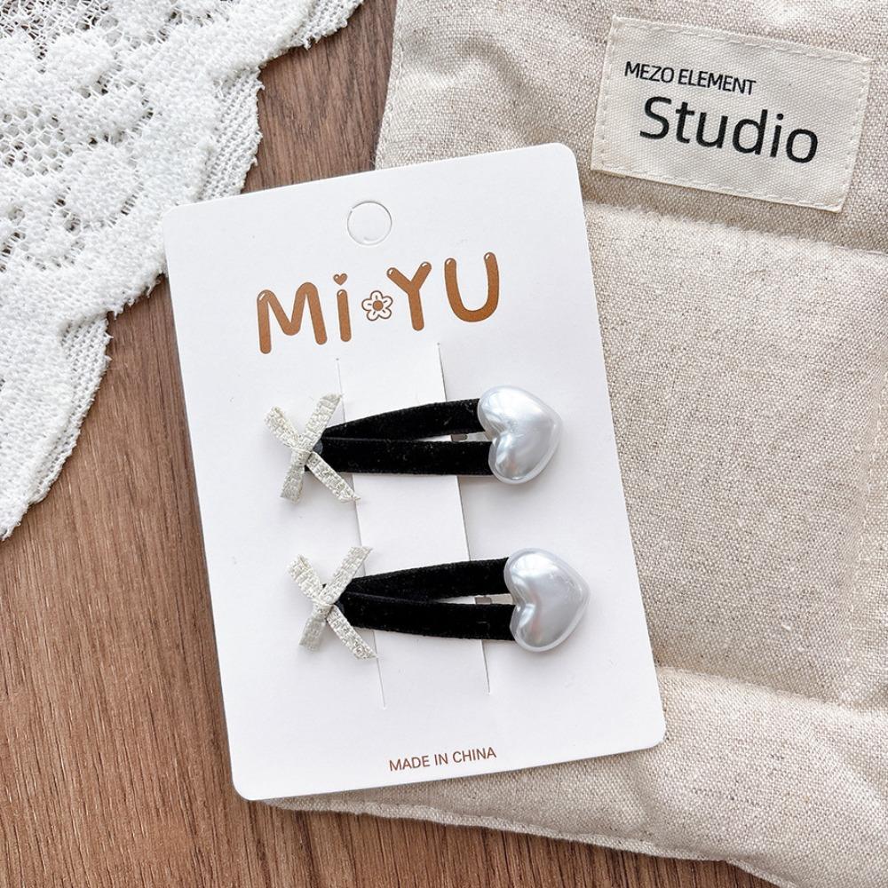 2Pcs/lot Lace Cloth Hair Clips Plaid Design Bangs Clips Sweet Princess Headdress  Hair Accessories