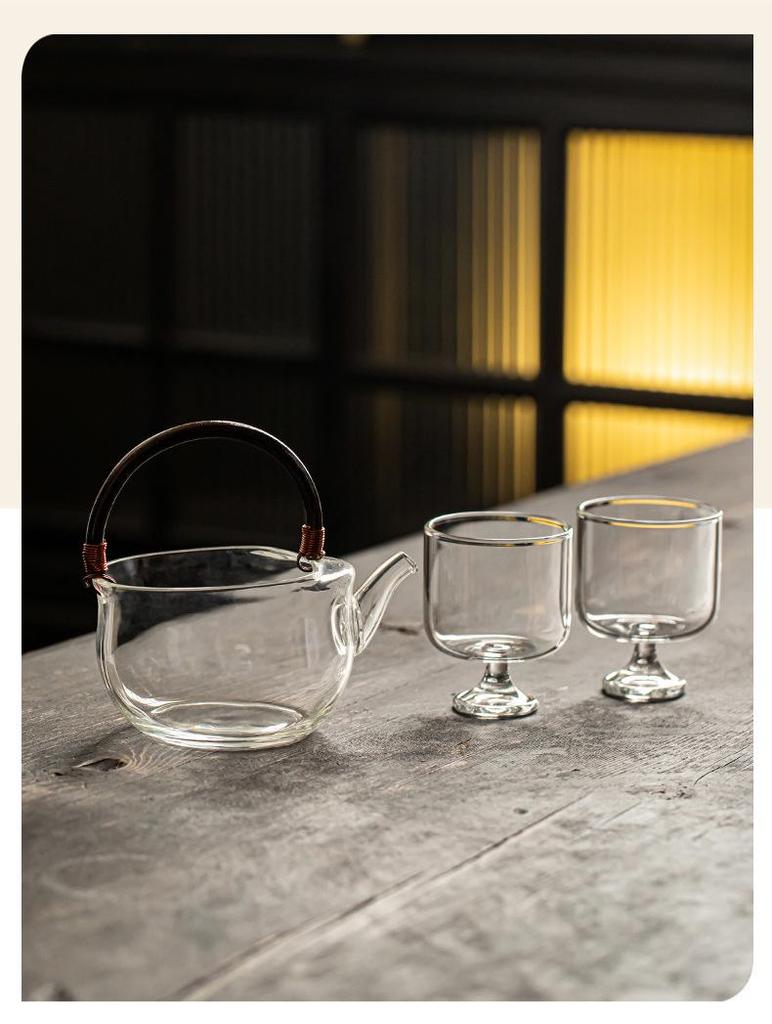 Heat-Resistant Glass Teapot with Handle - 2025 New Model for Green Tea Brewing, Household Tea Set