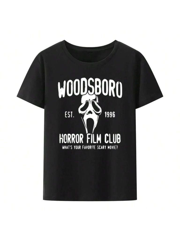 Lets Watch Scary Movies Scream Horror Halloween T Shirt Novelty Funny Graphic Shirts Tee Wounisex Popular Gothic Tops