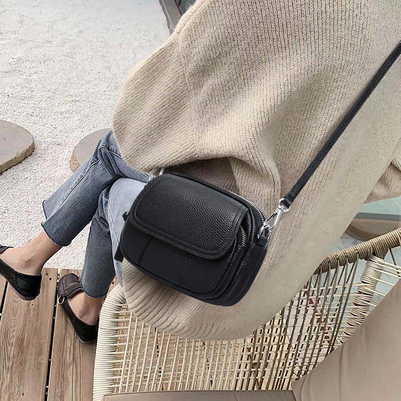 Bag women's autumn and winter new leather women's bag fashion small bag versatile messenger shoulder bag small round bag