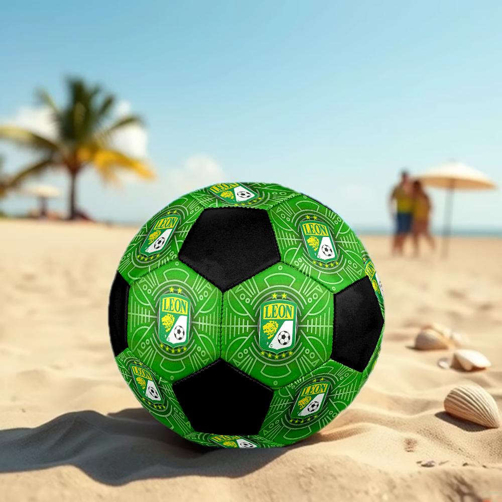 SIZE 5 León FC Soccer Ball Colorful All Ages Machine Stitched PVC Competition Ready Durable High-Bounce