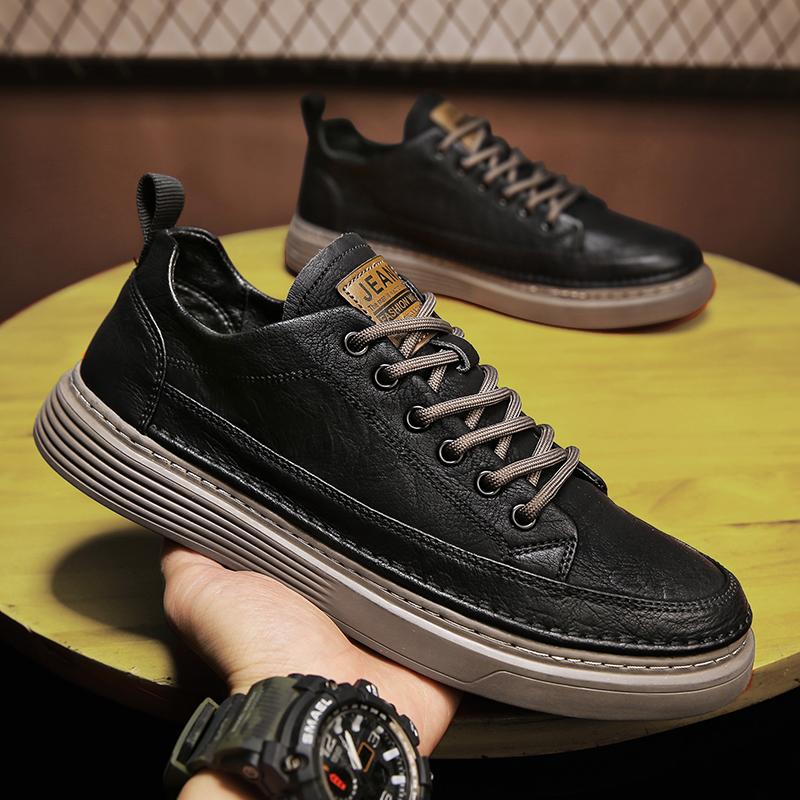 

Fashionable Comfortable Lightweight Breathable Shoes Autumn New Men Casual Shoes Thick Bottom Non-slip Low-top Business Shoes 44 44 чёрный