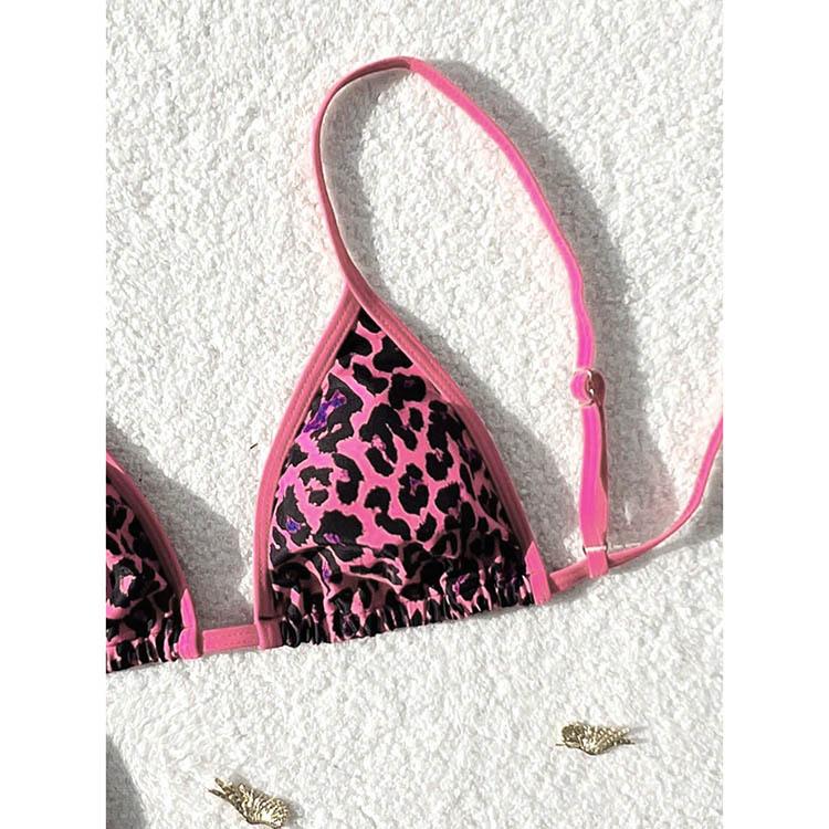 Leopard Print Lace-up Bikini - 2025 New European & American High-End Swimwear