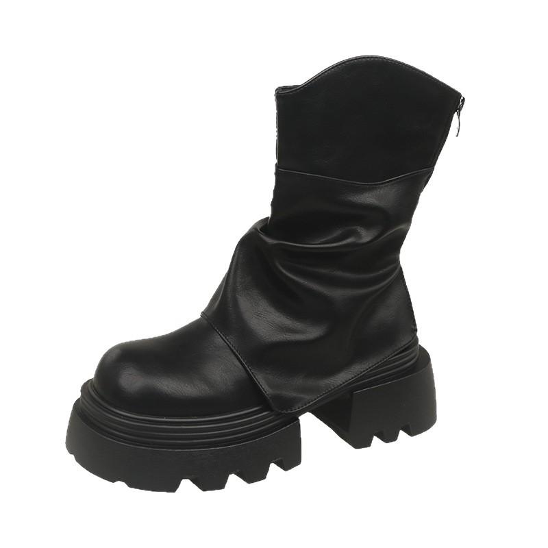 Drag cool Internet celebrity fashion skirt boots women's short boots 2025 autumn and winter new thin Martin boots thick-soled muffin trouser boots