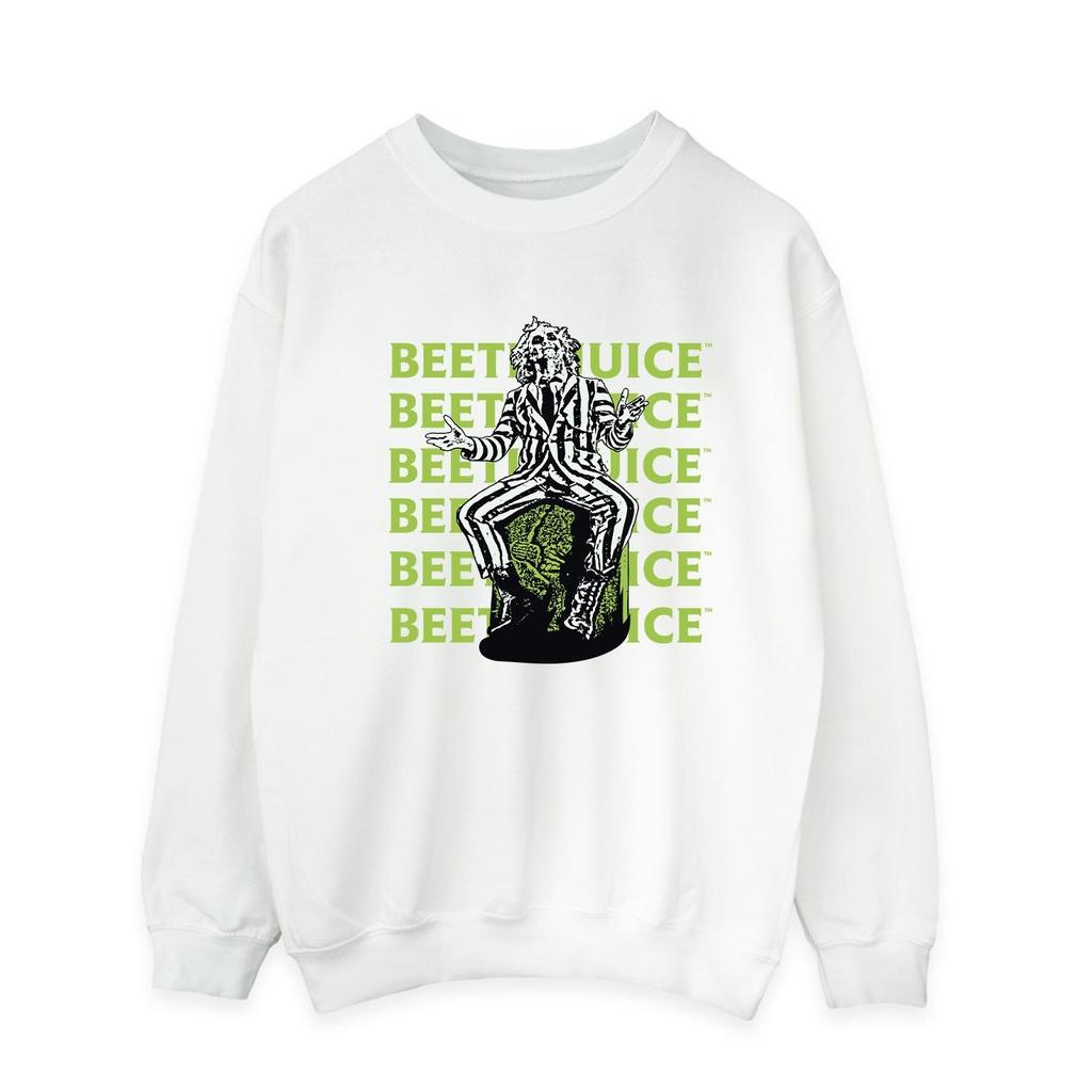 Beetlejuice Mens Pose Repeat Logo Sweatshirt