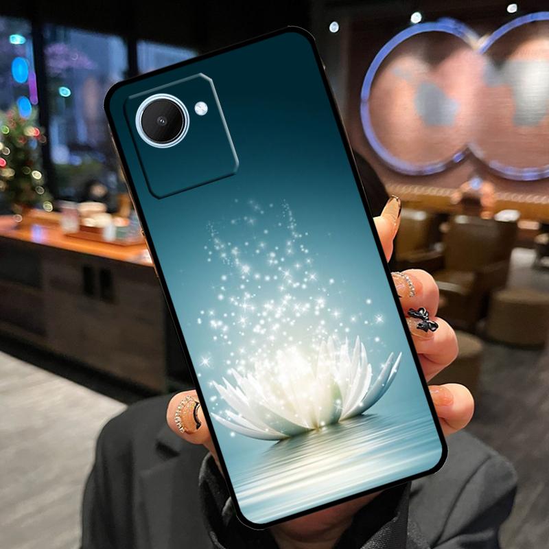 

Чехол Синие Белые Цветы Лотоса для Realme 12 Pro Plus 11 13 14 15 GT6 GT7 Pro C55 C51 C53 C25 C63 C61 C65 C67 C71 C75 Realme C31