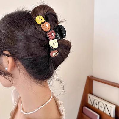 New Cute Cartoon Biscuits Hair Claw For Women Girls Creative Hair Decorate Lovely Hair Claw Clip Hairpin Funny Hair Accessories