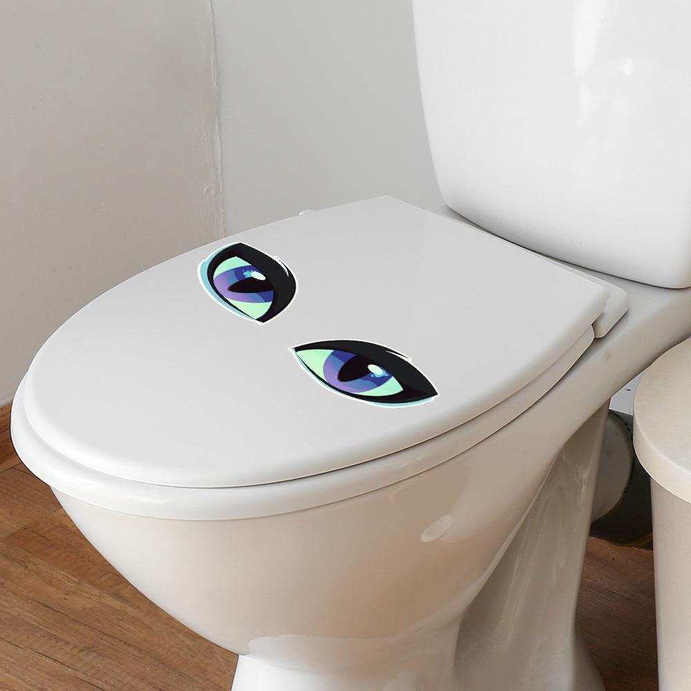 Creative Blue Eyes Bathroom Toilet Home Background Beautification Sticker