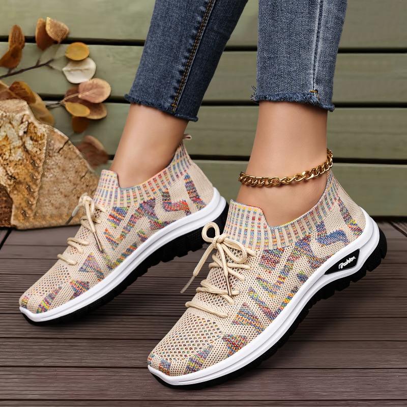 Shoes women's fashion women's shoes color matching casual shoes light mouth soft sole flying woven shoes breathable and comfortable sports shoes