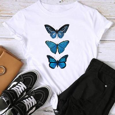 Asian Size-Print Ladies Female T Cartoon Butterfly Sweet 90s Cute Clothing Casual Women's Summer Top Graphic Tee Fashion Short Sleeve T-shirt