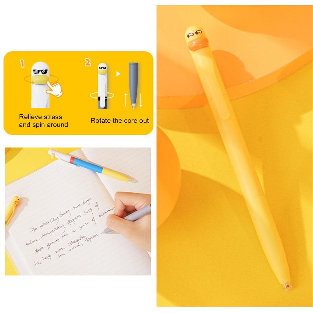 Rolig Anka Gelpen Vrid för att Öppna Stäng Gelpen 0,5 mm Spets Snabbtorkande för Skrivande Anteckningstagande Journalföring Kontorsmaterial