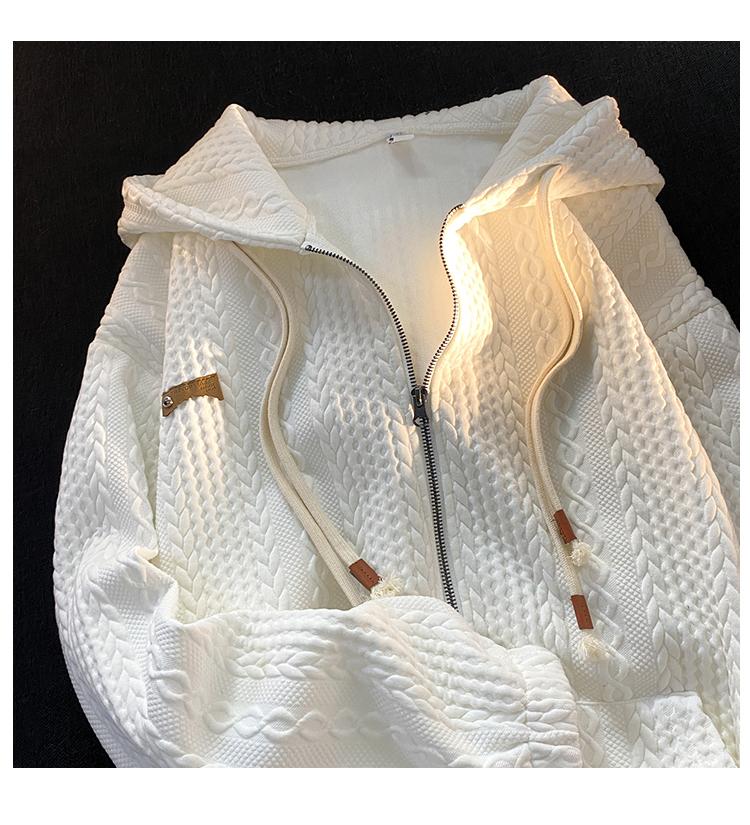 

Свободные толстовки на молнии с карманом, винтажные толстовки с капюшоном на молнии, женская уличная одежда, кардиган с длинными рукавами, y2k, тканевый женский верх XL белый