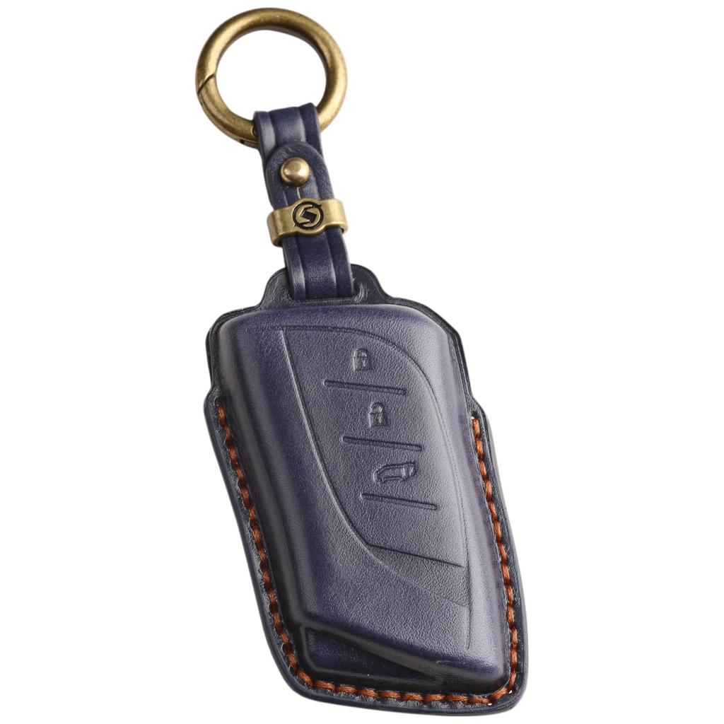 Lexus Key Genuine Premium Smart Key Case [smasol] Cover, LBX, NX, RX, UX, Leather, Design, (3D Luxury/New Key, Navy)