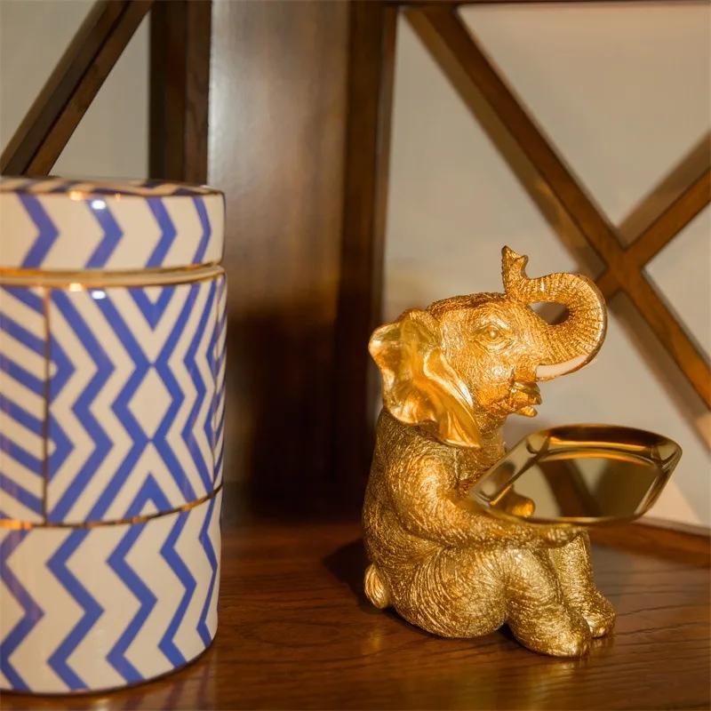Resin Crafts Elephant Trays Keys Candies Storage Ornaments Home Decor Living Room Foyer TV Cabinet Decorations Exquisite Gifts