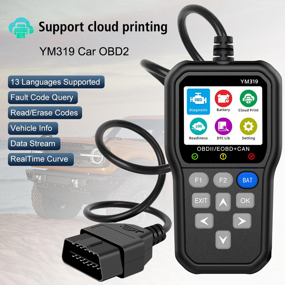 Check Engine System YM319 Battery Tester Clear/Erase Codes Multi-language Code Reader OBD2 Scanner Car Diagnostic Tool