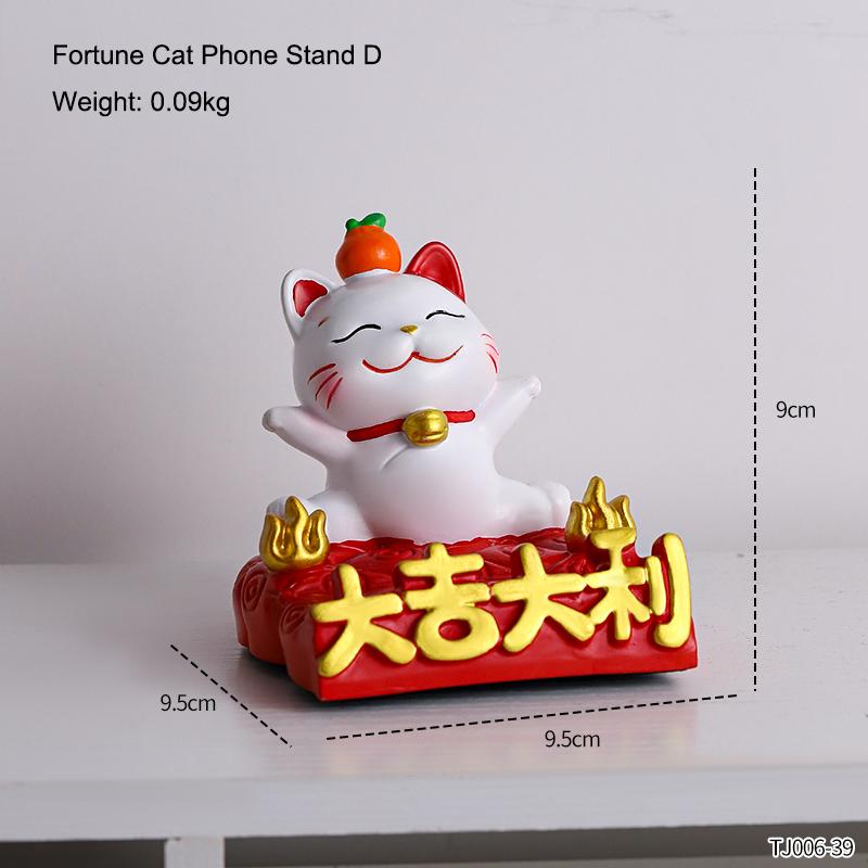 Cute Fortune Cat Phone Stand Creative Wealth Cat Model Phone Storage Rack Home Office Desktop Decoration Ornament Gift