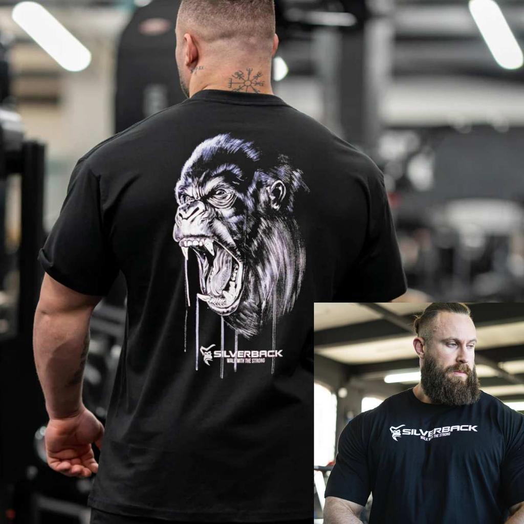 Tricou de antrenament Silverback Fitness Gym Casual pentru bărbați și femei Brand de lux Top 2026 Nou Trend Logo Artistic Doodle