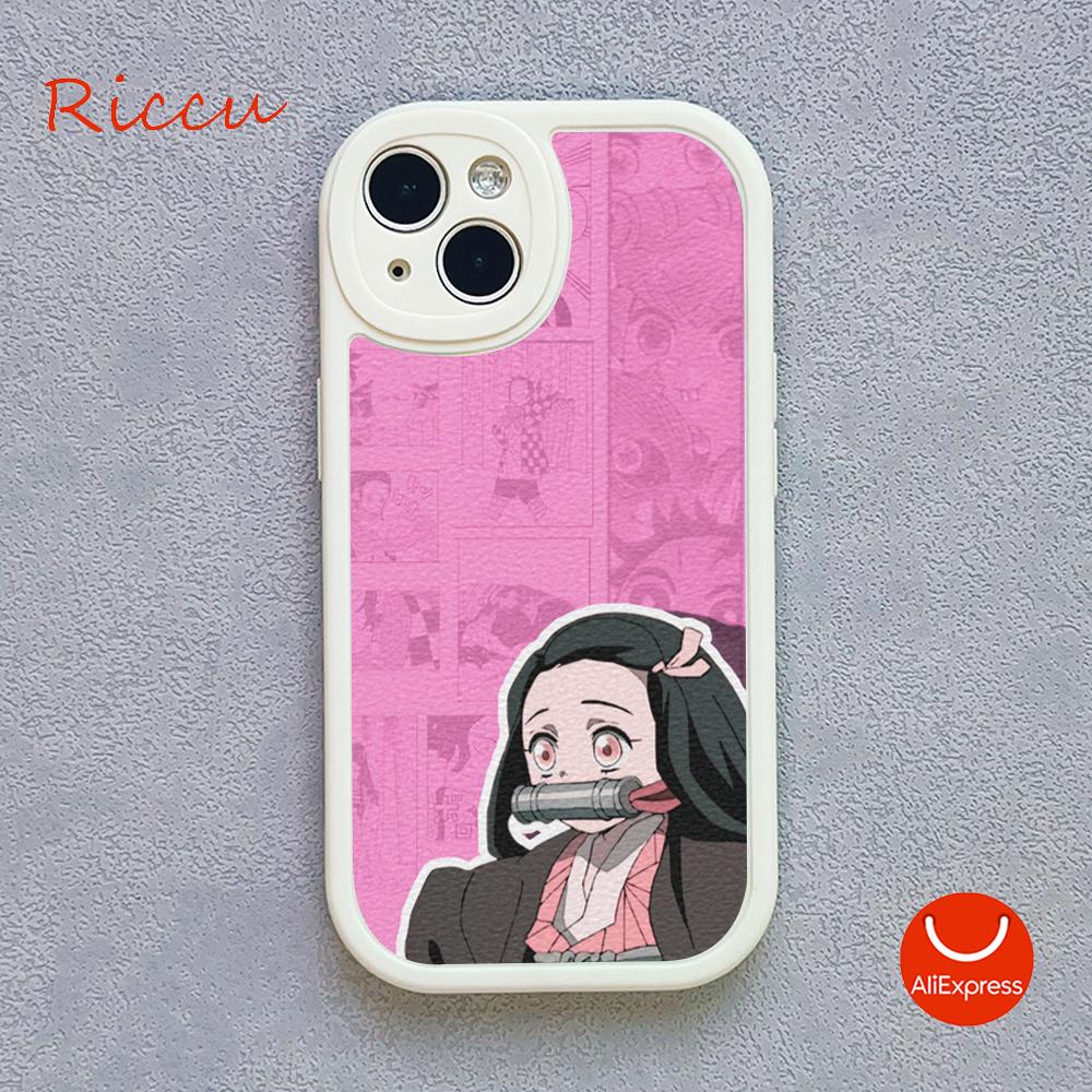 Anime Demon Slayer Kamado Nezuko Pouzdro na telefon pro Iphone 14 13 11 12 Pro MAX 12 MiNi 7 8 plus XS XR Jehněčí kůže Ochranné kryty