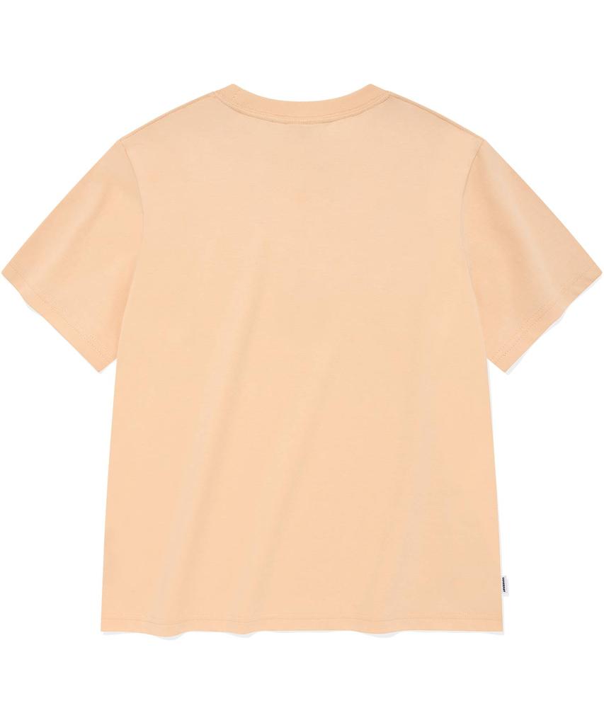COVERNAT WOMAN Regular Fit Glitter Copper Logo T-Shirt Salmon